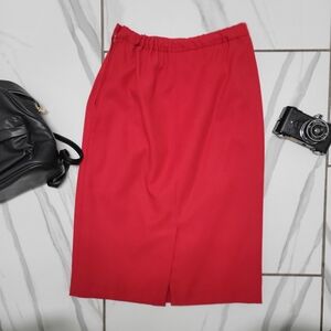 Vintage Red Poly pencil skirt